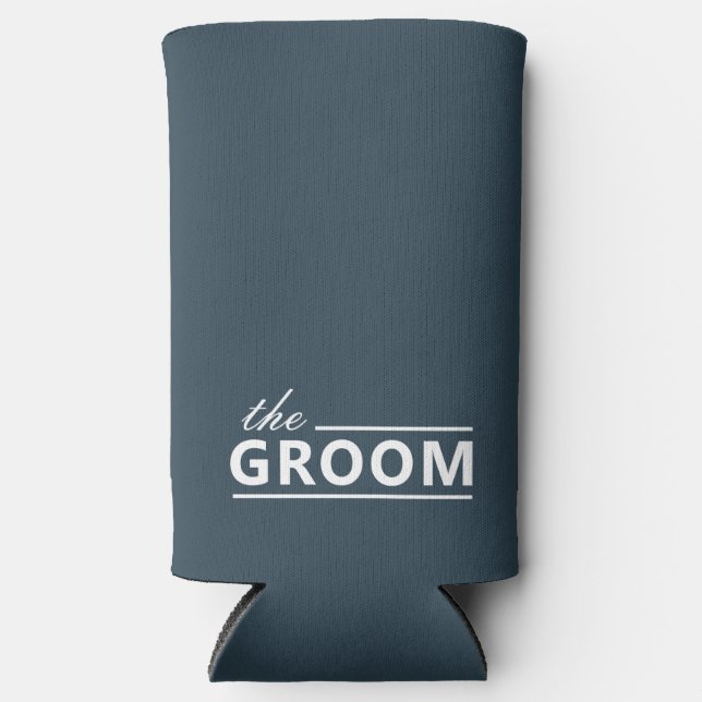 Enfriador De Latas Slim Personalizado moderno El Groom Dusky Blanco Verde  (Anverso)