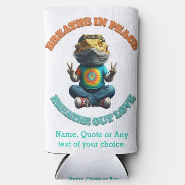 Enfriador De Latas Slim Personalizado Personaliza el hippie del dragón con (Anverso)