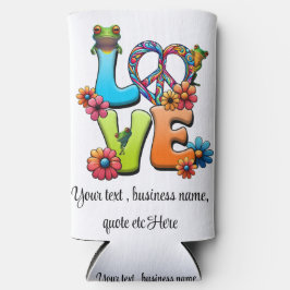 Enfriador De Latas Slim Personalizado personalizado de Frog Hippie Boho Pe