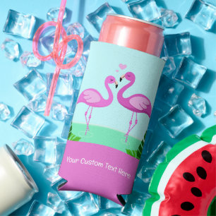 Enfriador De Latas Slim Personalizado Texto Flamingo Amor