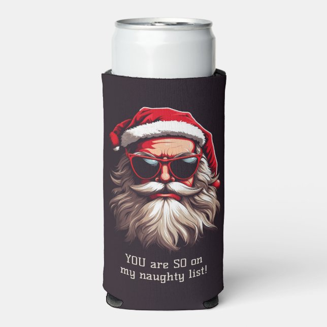 Enfriador De Latas Slim Personalizado Texto Grumpy Santa (Frente Agua con Gas)
