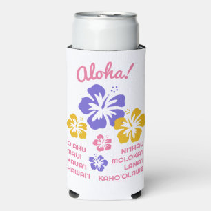 Enfriador De Latas Slim Personalizado Textos Islas Hawái
