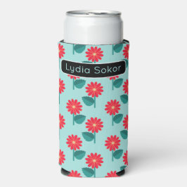 Enfriador De Latas Slim Personalized Daisy Pattern Can Cooler