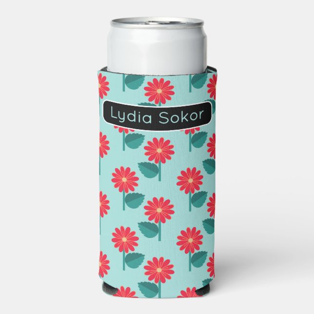 Enfriador De Latas Slim Personalized Daisy Pattern Can Cooler (Frente Agua con Gas)