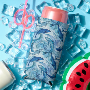 Enfriador De Latas Slim Pez Azul Místico Fluyendo Armonía