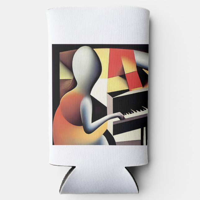 Enfriador De Latas Slim Piano Player - Arte de aerógrafo (Anverso)