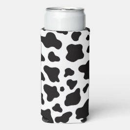 Enfriador De Latas Slim Piel de vaca de Faux en blanco y negro