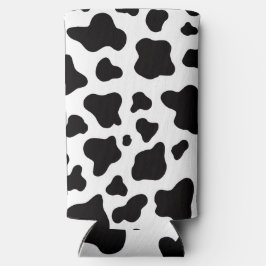 Enfriador De Latas Slim Piel de vaca de Faux en blanco y negro