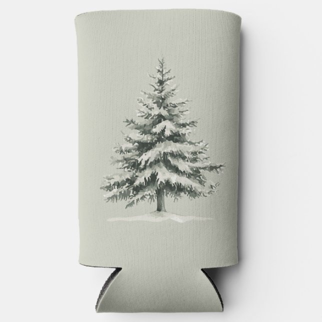 Enfriador De Latas Slim Pine Tree Covered with snow (Anverso)