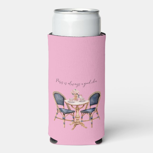 Enfriador De Latas Slim Pink Blue Paris Table Baguettes (Frente Agua con Gas)