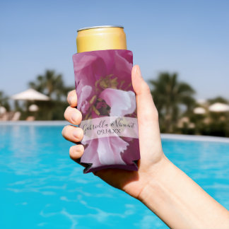 Enfriador De Latas Slim Pink Peony Flower Wedding Favor