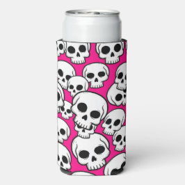 Enfriador De Latas Slim Pink Skull Pattern Foam Can/Bottle Cooler