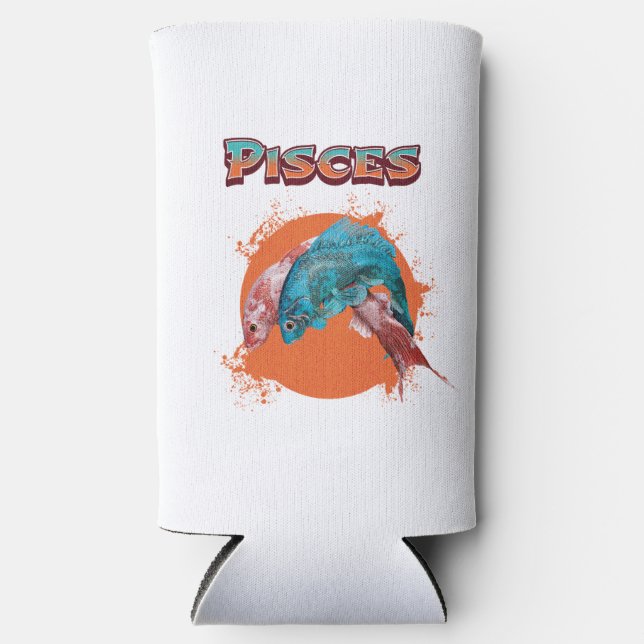 Enfriador De Latas Slim Piscis Pescado Zodiac Horoscopio Agua Astrología R (Anverso)