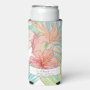 Enfriador De Latas Slim PixDezines Vintage Lush H2 Hawái Follaje Floral