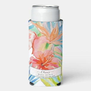 Enfriador De Latas Slim PixDezines Vintage Lush H2 Hawái Follaje Floral