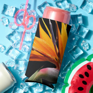 Enfriador De Latas Slim Planta Flor de Ave del Paraíso Naranja Floral