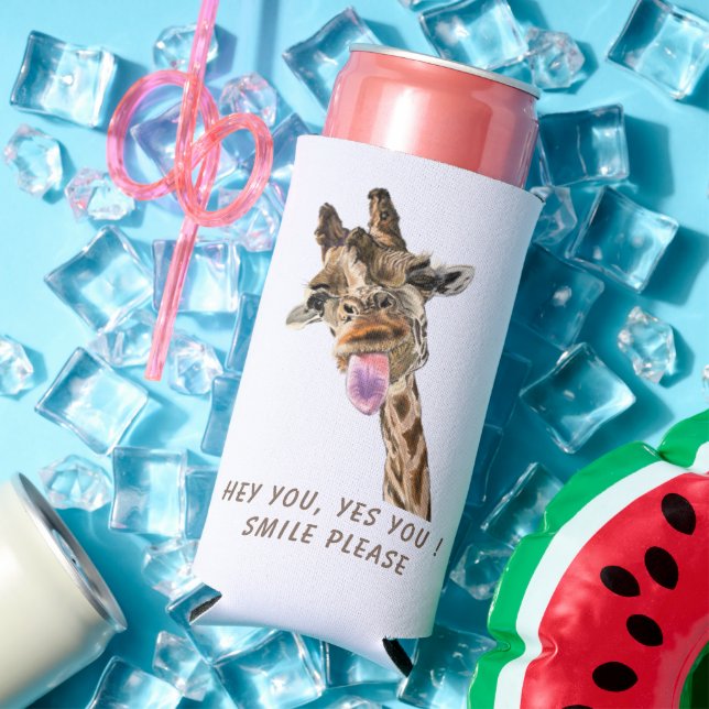Enfriador De Latas Slim Playful Can Cooler Giraffe Tongue Out - Smile (Verano in situ)