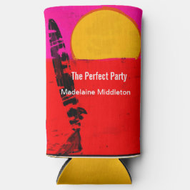 Enfriador De Latas Slim Poster Retro de la Playa de Verano de Cumpleaños