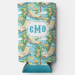 Enfriador De Latas Slim Preppy Beach Lounger | Monograma
