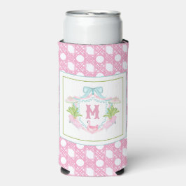 Enfriador De Latas Slim Preppy Palm Beach Monogram Crest
