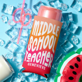 Enfriador De Latas Slim Profesor de Secundaria Naranja Rojo Ombre