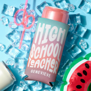 Enfriador De Latas Slim Profesor de Secundaria Pink Aqua Ombre