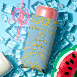Enfriador De Latas Slim Profesor Favorito Parche Floral Arte Azul
