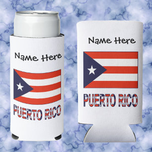 Enfriador De Latas Slim Puerto Rico Bandera puertorriqueña personalizada