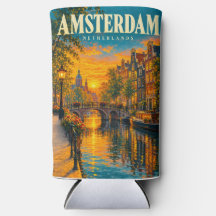 Puesta de sol en el canal de Amsterdam Holanda Via