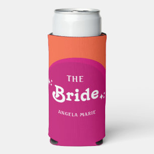 Enfriador De Latas Slim Puesta de sol retro rosa y naranja La novia