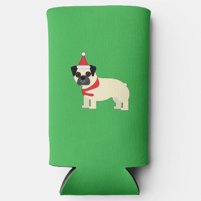 Enfriador De Latas Slim Pug de Santa (Anverso)