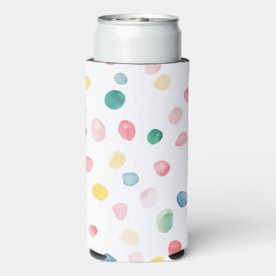 Enfriador De Latas Slim Puntos de confeti coloridos azul rojo amarillo ver