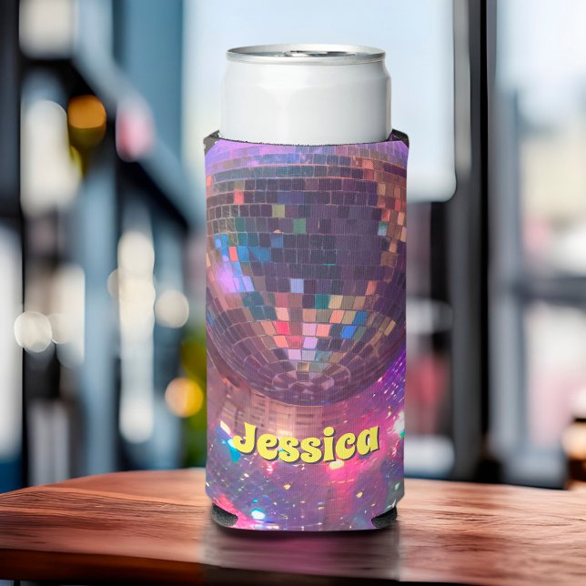 Enfriador De Latas Slim Purple Glam Disco Fiesta Ball Bachelorette (Subido por el creador)