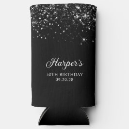 Enfriador De Latas Slim Purpurinoso Black 30th Birthday