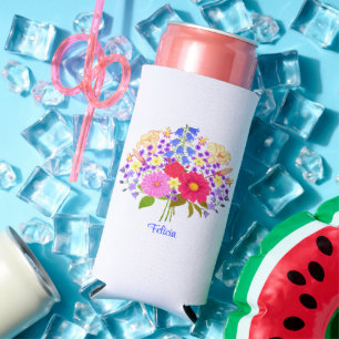 Enfriador De Latas Slim Ramo de flores Blanco