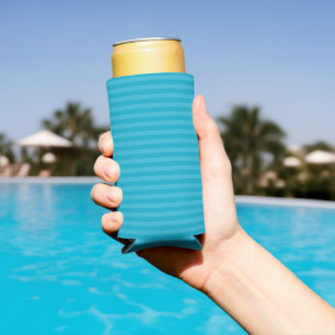 Enfriador De Latas Slim rayas azules pacífico y azul mariposa