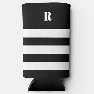 Enfriador De Latas Slim Rayas blancas y negras personalizadas