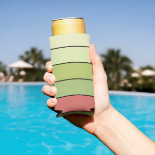 Enfriador De Latas Slim Rayas de color de sandía roja verde en papel de ac
