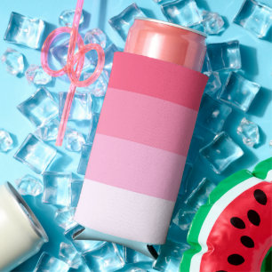 Enfriador De Latas Slim Rayas de colores azul y rosa