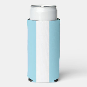 Enfriador De Latas Slim Rayas de líneas azul y blanco pálido