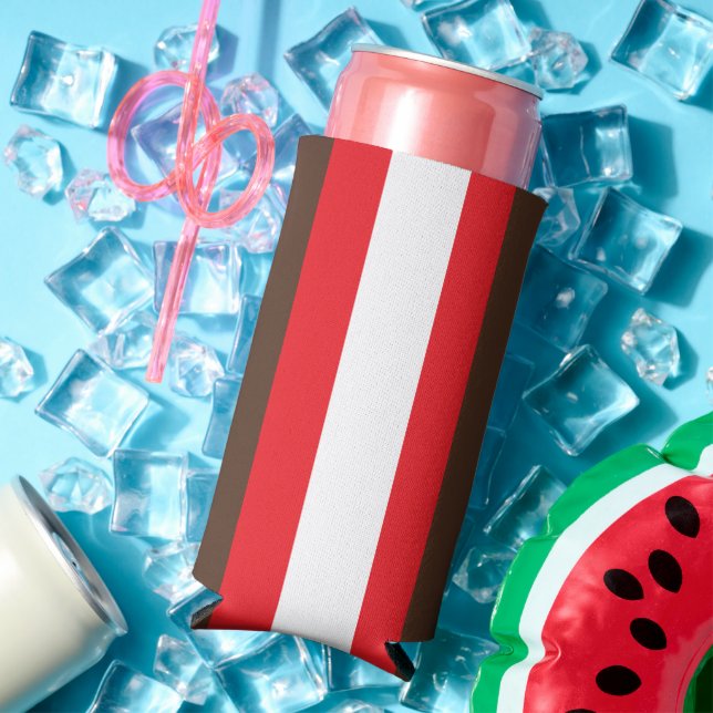 Enfriador De Latas Slim Rayas marrones, rojas y blancas (Verano in situ)