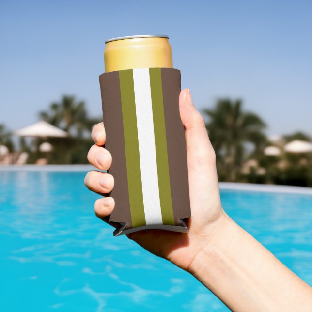 Enfriador De Latas Slim Rayas marrones, verdes y blancas (Piscina in situ)