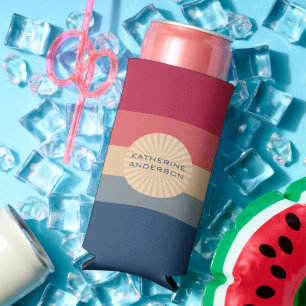 Enfriador De Latas Slim Rayas modernas-Atardecer-Colores de moda-