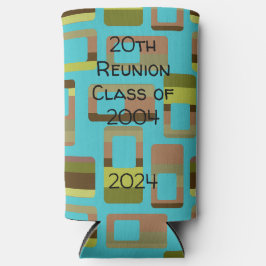 Enfriador De Latas Slim Rectángulos a rayas turquesas