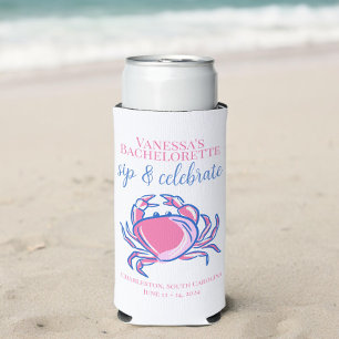 Enfriador De Latas Slim Recuerdo de Cangrejo Rosa para Brindis y Celebraci