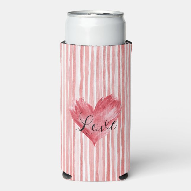 Enfriador De Latas Slim Red Heart Flame Love (Frente Agua con Gas)
