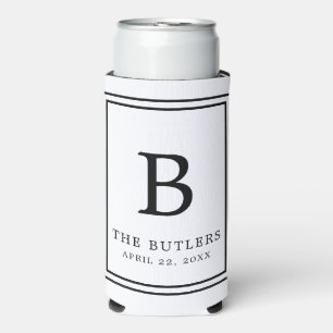 Enfriador De Latas Slim Refrigerador de bebidas alto de monograma negro y 