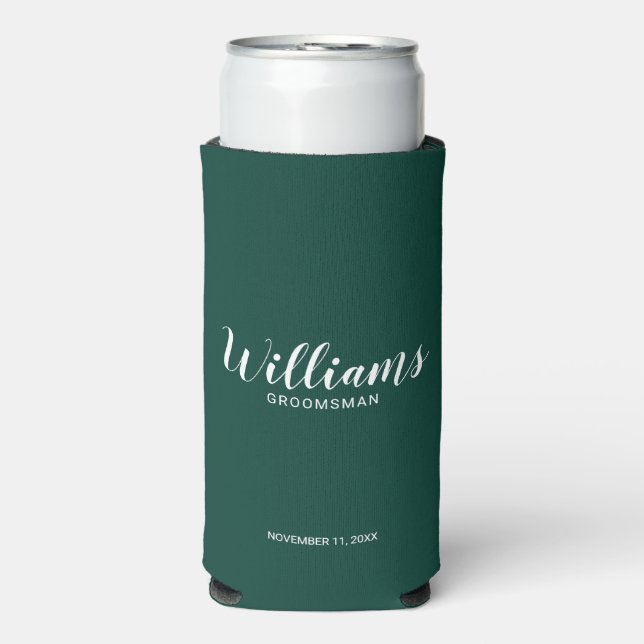 Enfriador De Latas Slim Refrigerador de bebidas de Groomsmen personalizado (Frente Agua con Gas)