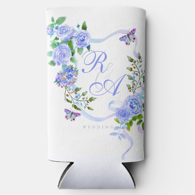 Enfriador De Latas Slim Refrigerador de bebidas monograma de cinta Rosa az (Anverso)