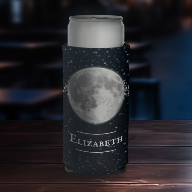 Enfriador De Latas Slim Refrigerador de bebidas personalizado lunar (Lunar Personalized Can Cooler)